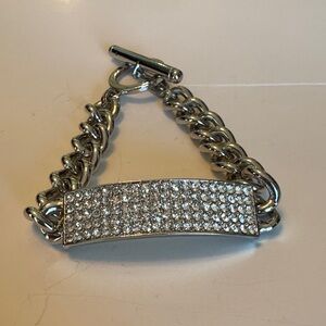 Chico’s Silver Chain Bracelet with Rhinestones